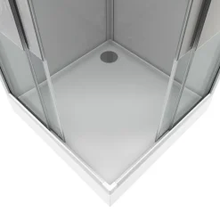 Cabine De Douche|Galedo Cabine de douche l.90 x L.90 x H.215 cm – structure effet chrome, fond gris, sérigraphie 3 bandes, River 2 Square