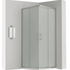 Saniverre Cabine de douche LANA portes coulissantes H.180 cm verre 6 mm opaque 80 x 80 cm -