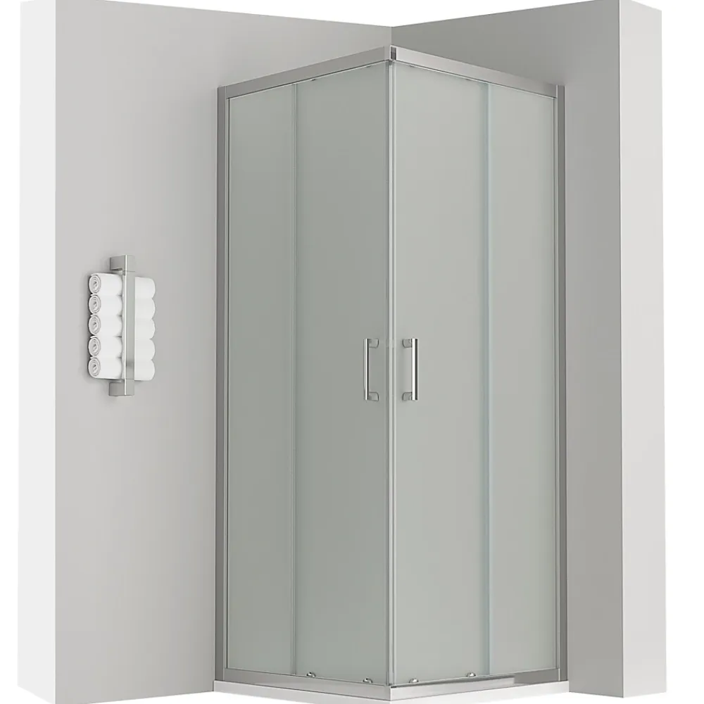 Saniverre Cabine de douche LANA portes coulissantes H.180 cm verre 6 mm opaque 80 x 80 cm -