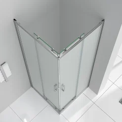 Cabine De Douche|Saniverre Cabine de douche LANA portes coulissantes H.180 cm verre 6 mm opaque 80 x 100 cm -