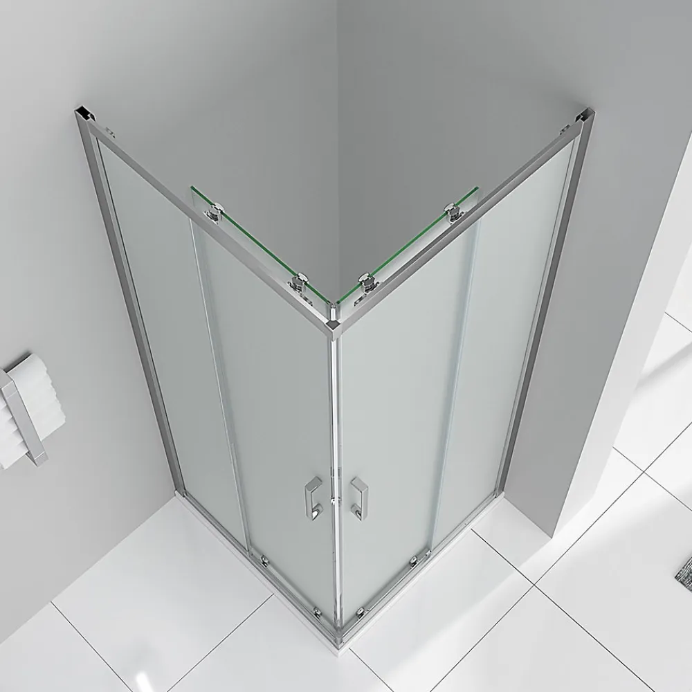 Cabine De Douche|Saniverre Cabine de douche LANA portes coulissantes H.180 cm verre 6 mm opaque 80 x 100 cm -