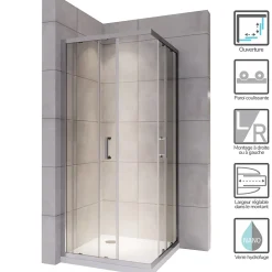 Saniverre Cabine de douche LANA portes coulissantes H.180 cm verre 6 mm transparent 85 x 85 cm -