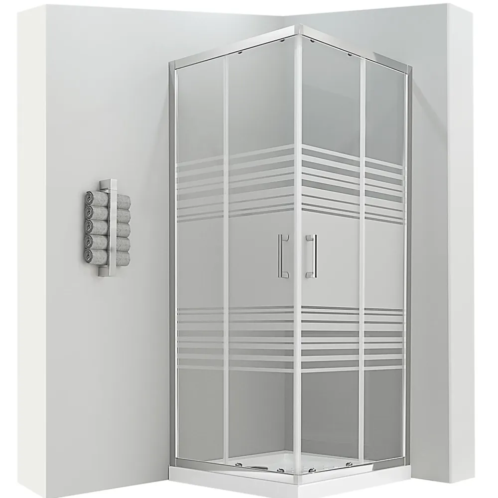 Cabine De Douche|Saniverre Cabine de douche LANA portes coulissantes H.180 cm verre 6 mm semi-opaque 80 x 80 cm -