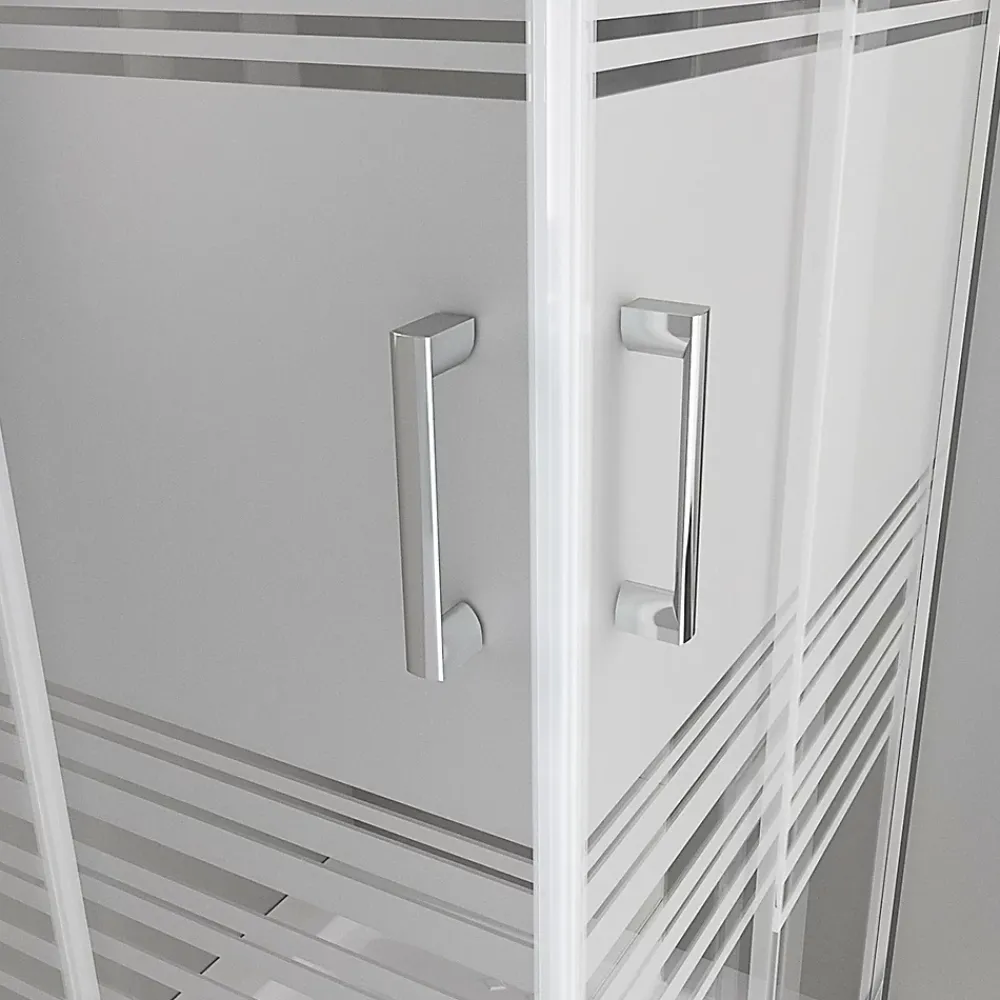Cabine De Douche|Saniverre Cabine de douche LANA portes coulissantes H.180 cm verre 6 mm semi-opaque 80 x 80 cm -