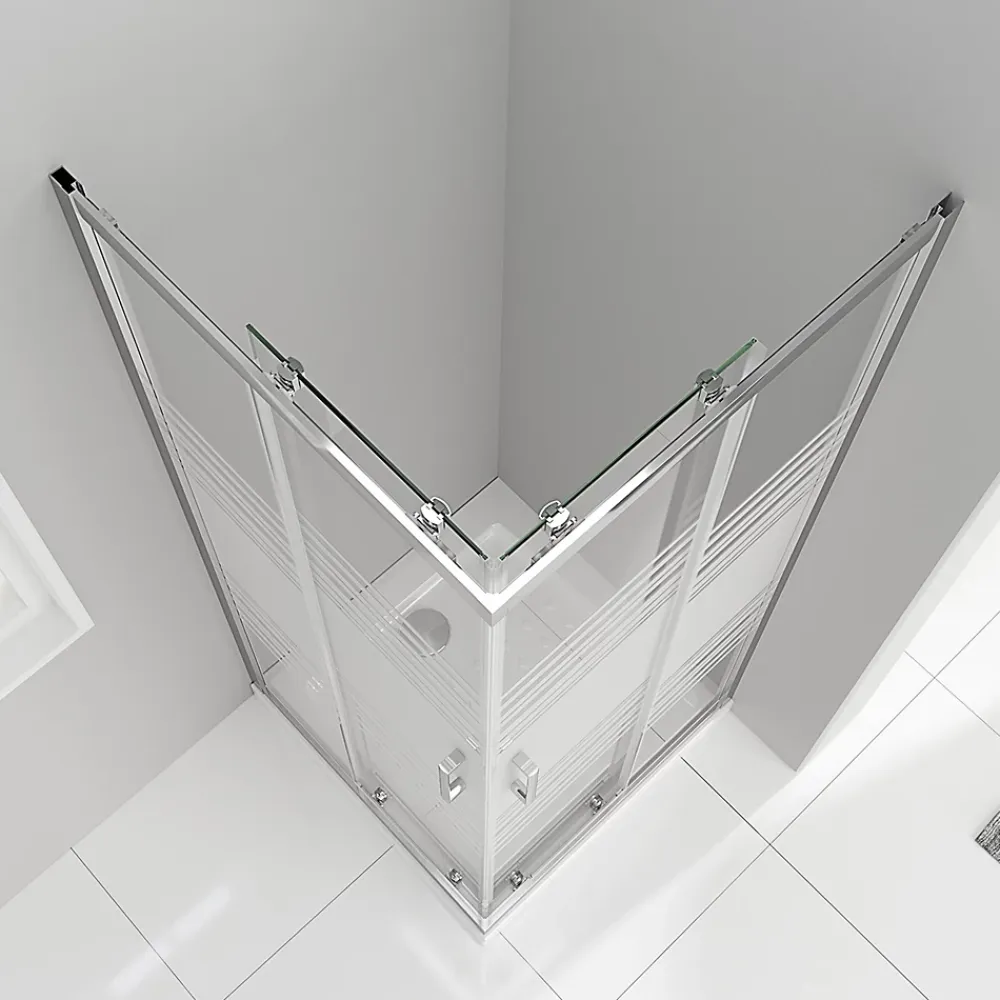 Cabine De Douche|Saniverre Cabine de douche LANA portes coulissantes H.180 cm verre 6 mm semi-opaque 80 x 80 cm -