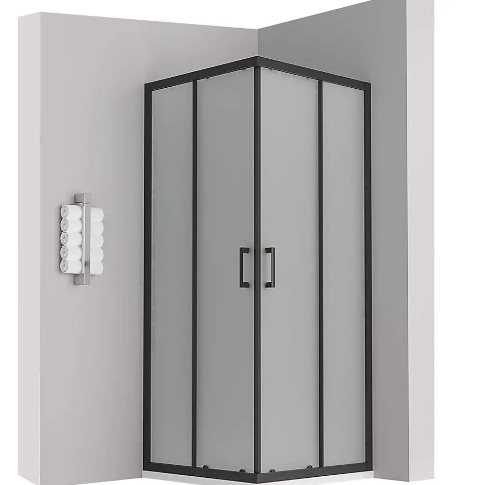 Saniverre Cabine de douche LANABLACK H.180 cm portes coulissantes verre 6 mm opaque 70 x 70 cm -
