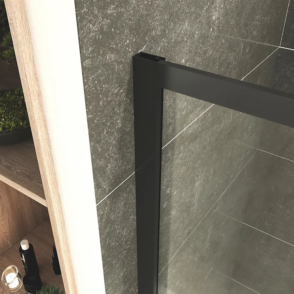 Saniverre Cabine de douche LANABLACK H.180 cm portes coulissantes verre 6 mm transparent 90 x 90 cm -