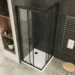 Cabine De Douche|Saniverre Cabine de douche LANABLACK H.185 cm portes coulissantes verre 6 mm transparent 70 x 70 cm -