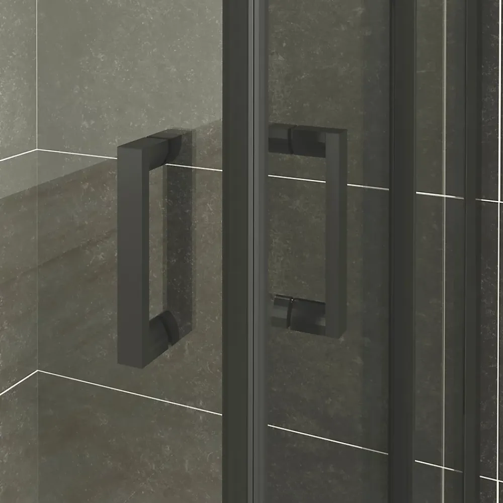 Cabine De Douche|Saniverre Cabine de douche LANABLACK H.185 cm portes coulissantes verre 6 mm transparent 70 x 70 cm -