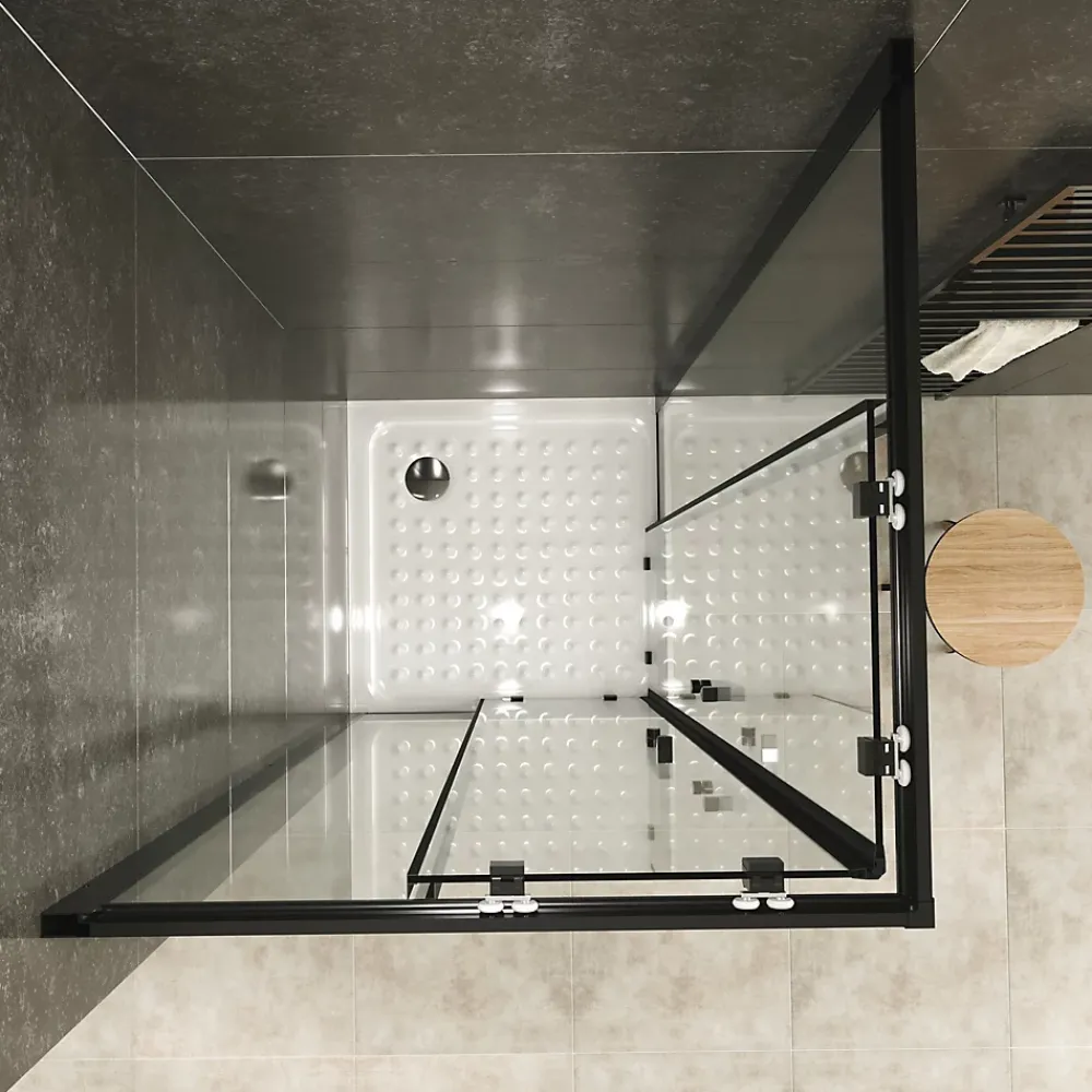 Saniverre Cabine de douche LANABLACK H.185 cm portes coulissantes verre 6 mm transparent 75 x 75 cm -
