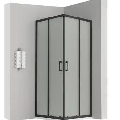 Cabine De Douche|Saniverre Cabine de douche LANABLACK H.185 cm portes coulissantes verre 6 mm opaque 80 x 80 cm -