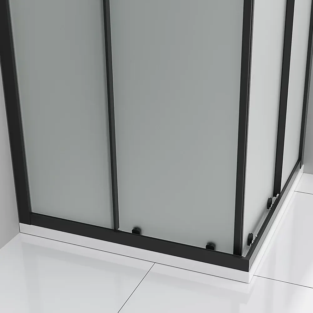 Cabine De Douche|Saniverre Cabine de douche LANABLACK H.185 cm portes coulissantes verre 6 mm opaque 80 x 80 cm -
