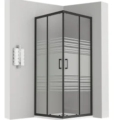 Saniverre Cabine de douche LANABLACK H.180 cm portes coulissantes verre 6 mm semi-opaque 80 x 80 cm -