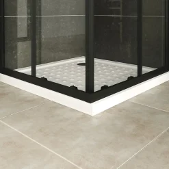 Saniverre Cabine de douche LANABLACK H.180 cm portes coulissantes verre 6 mm transparent 80 x 80 cm -