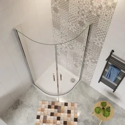 Cabine De Douche|AICA Sanitaire Cabine de Douche Quart de Cercle 80x80x195 cm -Portes Pivotantes 180 degrés- Verre Sécurisé 6 mm