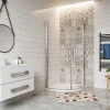 AICA Sanitaire Cabine de Douche Quart de Cercle 90x90x195 cm -Portes Pivotantes 180 degrés-Verre Sécurisé 6 mm