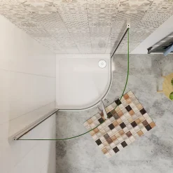 AICA Sanitaire Cabine de Douche Quart de Cercle 90x90x195 cm -Portes Pivotantes 180 degrés-Verre Sécurisé 6 mm