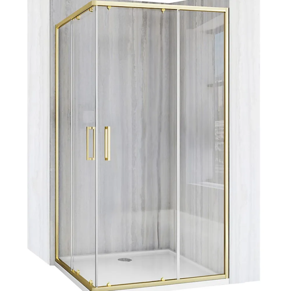 Paroi De Douche|Rea Cabine de douche City Brushed Gold 80x100