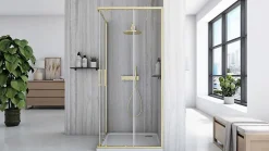 Paroi De Douche|Rea Cabine de douche City Brushed Gold 80x100