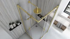 Paroi De Douche|Rea Cabine de douche City Brushed Gold 80x100