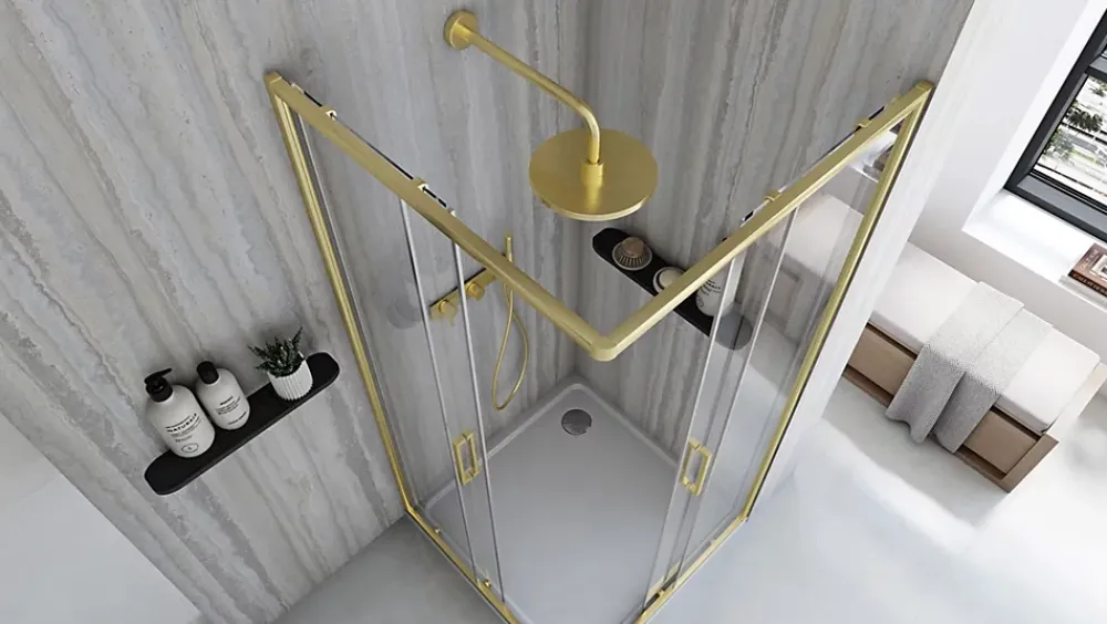 Paroi De Douche|Rea Cabine de douche City Brushed Gold 80x100