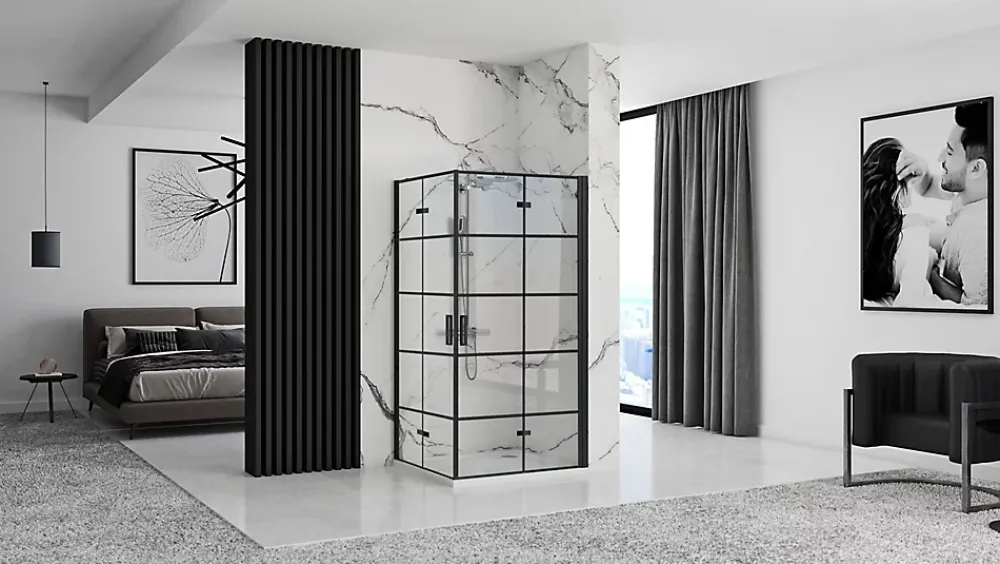 Rea Cabine de douche Molier Double Black 80x80