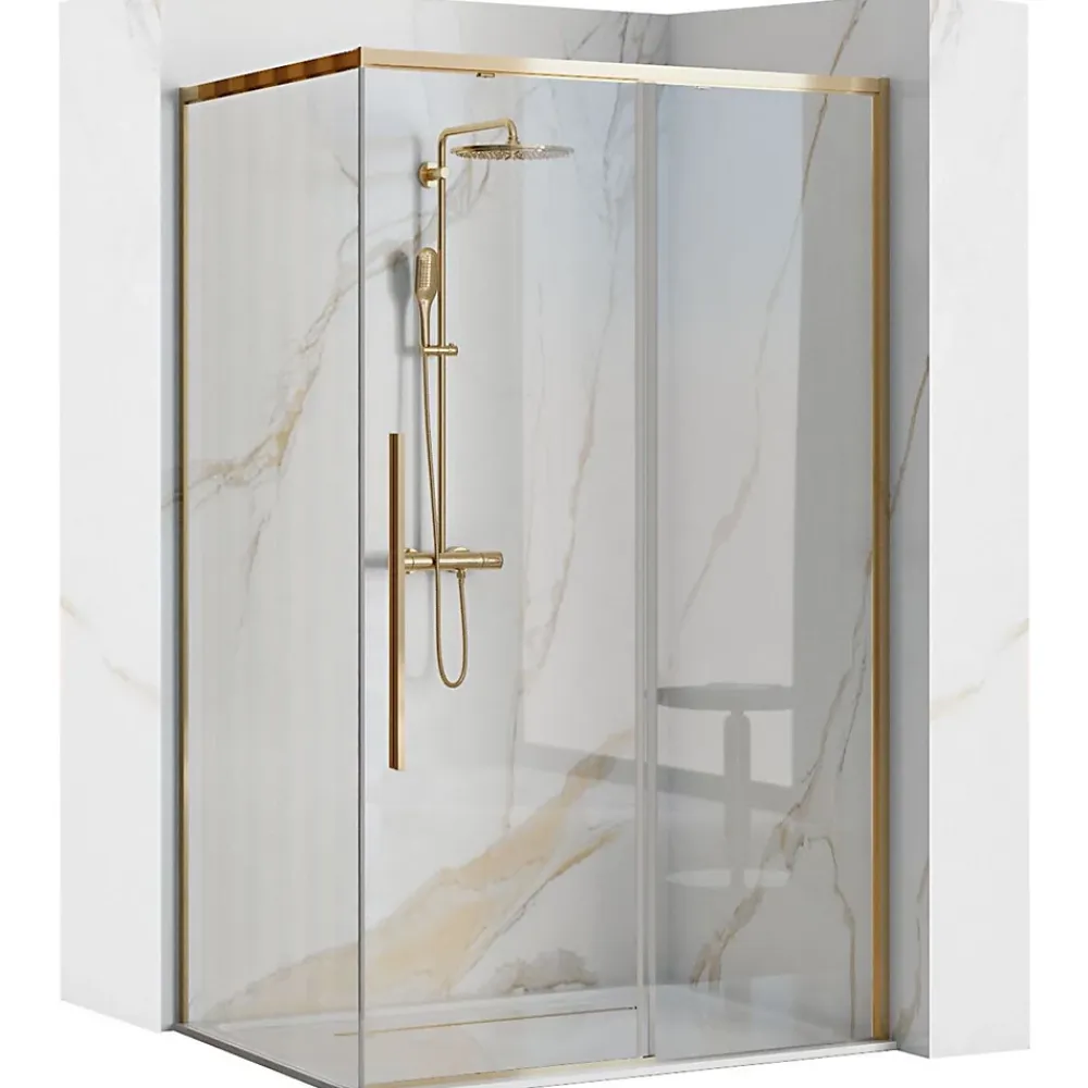 Porte De Douche|Rea Cabine De Douche Solar 80X100 Gold + Receveur De Douche Savoy White