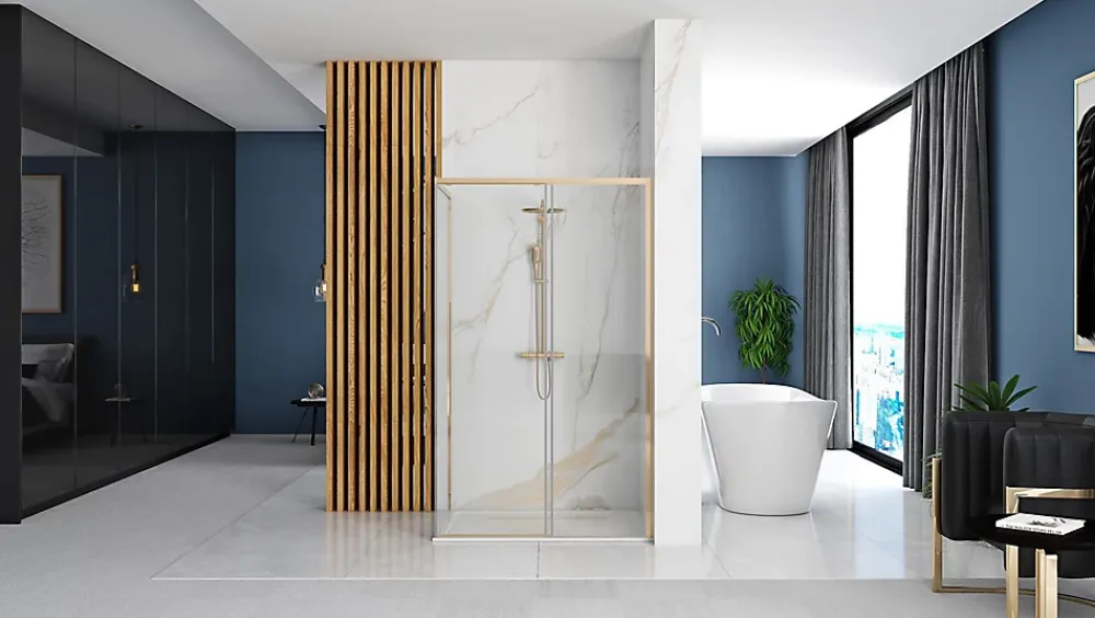Porte De Douche|Rea Cabine De Douche Solar 80X100 Gold + Receveur De Douche Savoy White