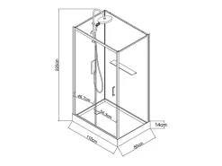Cabine De Douche|Vente-unique Cabine de douche rectangulaire - Installation réversible - Noir - L110 x l80 x H225 cm - ZODANI