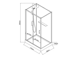 Cabine De Douche|Vente-unique Cabine de douche rectangulaire - Installation réversible - Noir - L110 x l80 x H225 cm - ZODANI