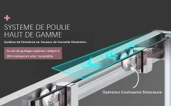 Sirhona Cabine de Douche 76x76x185cm Double Porte Coulissante + Entrée d'angle + Verre trempé 6 mm + Argent Brillant