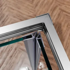Cabine De Douche|Sirhona Cabine de Douche 90x90x185cm Porte Coulissante Double + Entrée d'angle + Verre trempé 6 mm + Argent Brillant