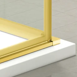 Cabine De Douche|Balneo Cabine de douche 100x100 cm coulissante en 6mm verre trempé anticalcaire, profils dorés