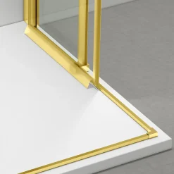 Cabine De Douche|Balneo Cabine de douche 100x100 cm coulissante en 6mm verre trempé anticalcaire, profils dorés