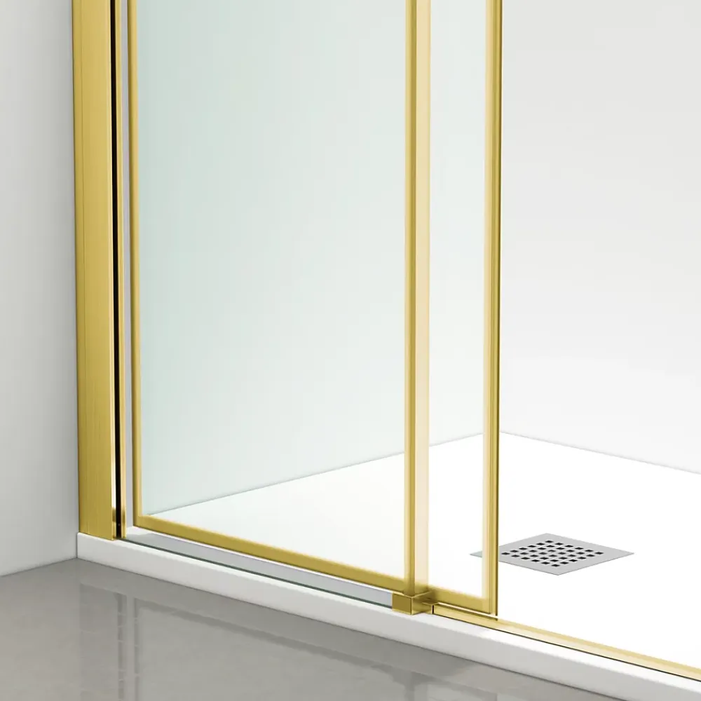 Cabine De Douche|Balneo Cabine de douche 80x80 cm coulissante en 6mm verre trempé anticalcaire, profils dorés