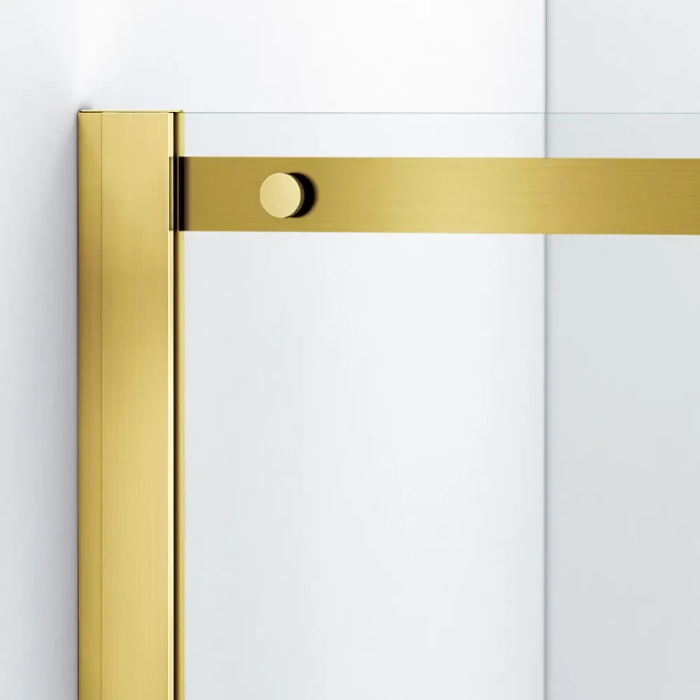 Cabine De Douche|Balneo Cabine de douche 80x80 cm coulissante en 6mm verre trempé anticalcaire, profils dorés
