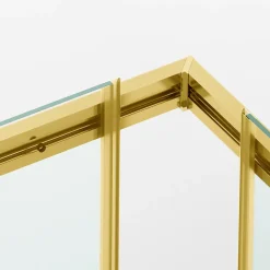 Cabine De Douche|Balneo Cabine de douche 80x80 cm coulissante en 6mm verre trempé anticalcaire, profils dorés