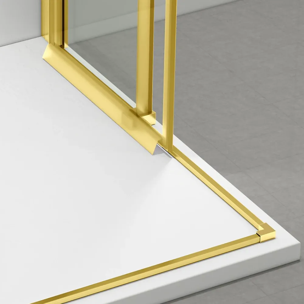 Cabine De Douche|Balneo Cabine de douche 80x80 cm coulissante en 6mm verre trempé anticalcaire, profils dorés