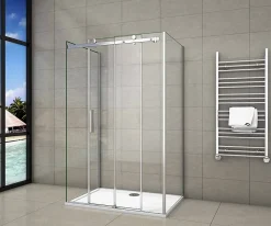 AICA Sanitaire Cabine de douche 120x80x195 cm - verre 8 mm anticalcaire - porte coulissante - sans receveur
