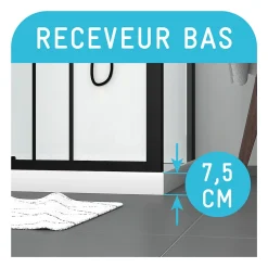 Aurlane Cabine de douche 115x90x210 cm avec receveur + bonde 90mm + Grille linéaire - FACTORY 2