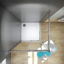 Cabine De Douche|AICA Sanitaire Cabine de douche 80x80x185cm accès d'angle - Chromée , porte de douche coulissante, en 6mm verre anticalcaire,Modern