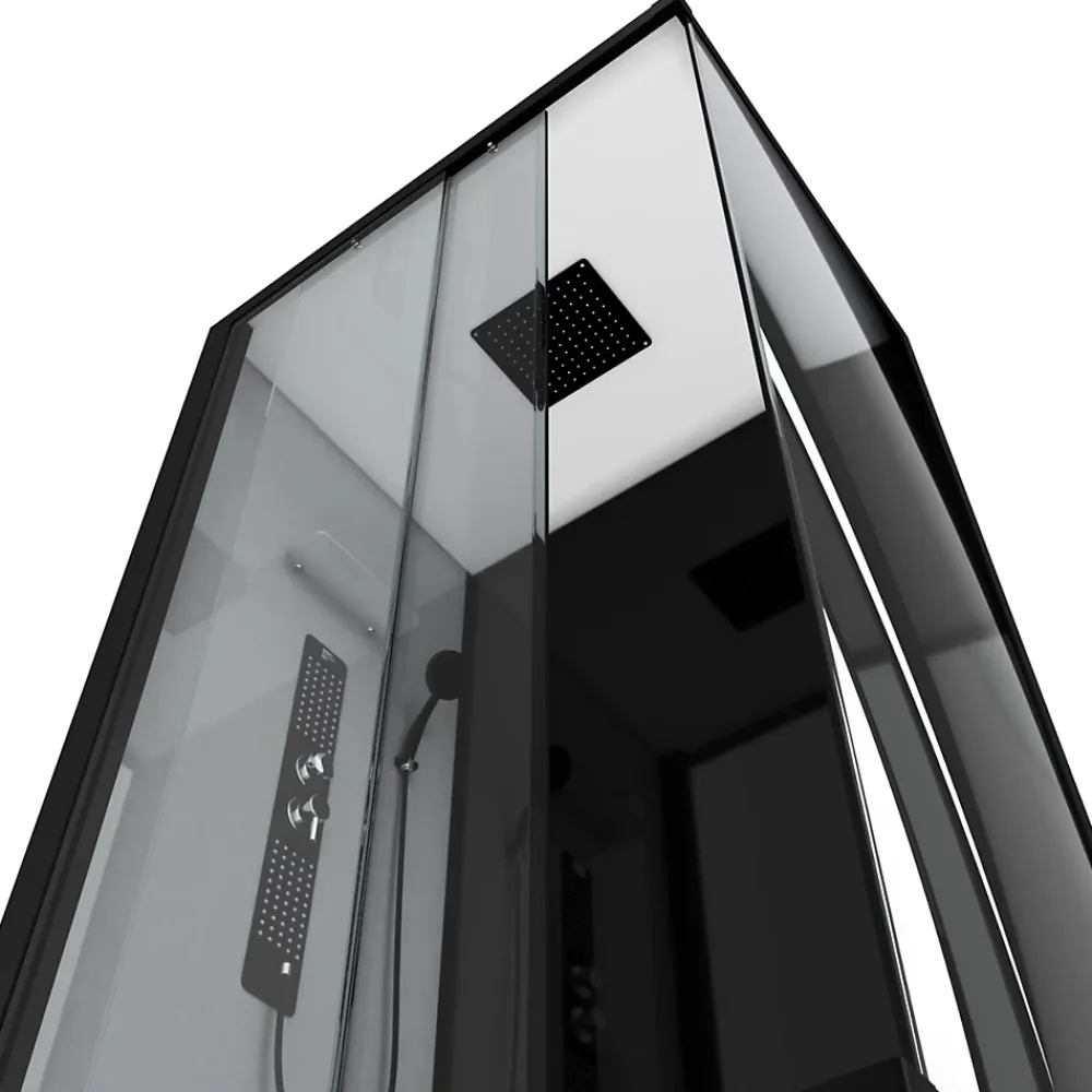 Aurlane Cabine de douche 110x80x215cm - Verre Trempé - Mitigeur Chrome - DUALITY 3 RECTANGLE