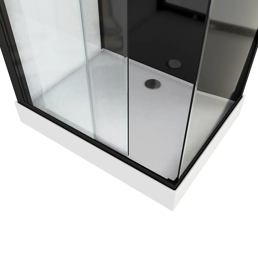 Aurlane Cabine de douche 110x80x215cm - Verre Trempé - Mitigeur Chrome - DUALITY 3 RECTANGLE