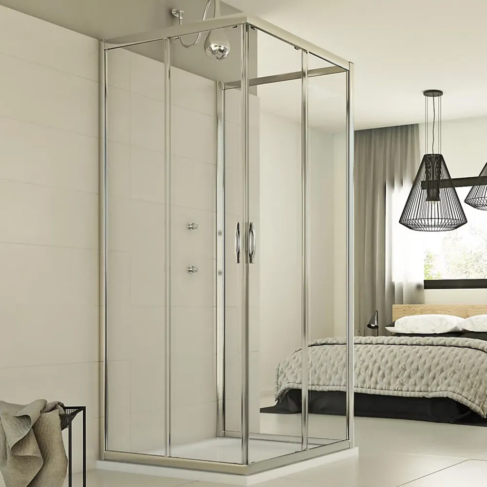 Cabine De Douche|Idralite Cabine douche 3 côtés 80x80x80 CM H198 Transparent mod. Evolution Trio