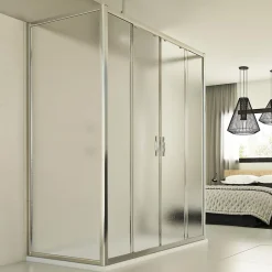 Cabine De Douche|Idralite Cabine douche 3 côtés 90x140x90 CM H198 Opaque mod. Young Trio 2 Portes