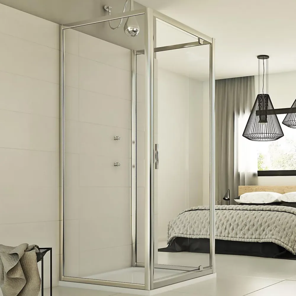 Cabine De Douche|Idralite Cabine douche 3 côtés 80x80x80 CM H198 Transparent mod. Cristal Trio 1 Porte