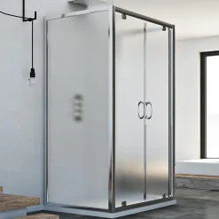 Cabine De Douche|Idralite Cabine Douche avec 3 côtés 90x80x90 CM H185 granité modèle Sintesi Trio 2 Portillons