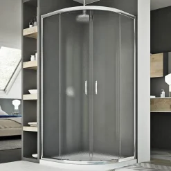 Cabine De Douche|Idralite Cabine douche demi-circulaire 90x90 CM H185 granité C modèle Junior