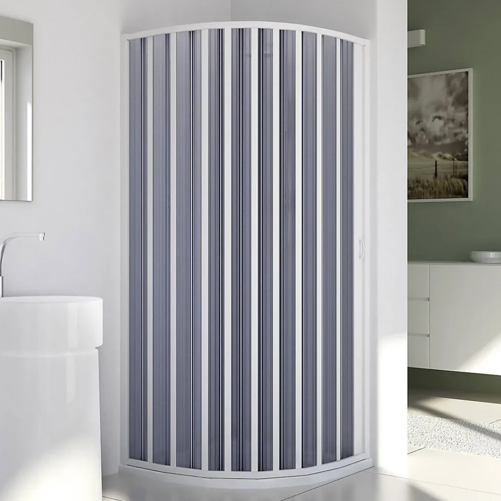 Cabine De Douche|Forte Cabine douche demi-circulaire 90x90CM Rayons 55 H185 en Plastique pvc modèle Sharp ouverture latérale