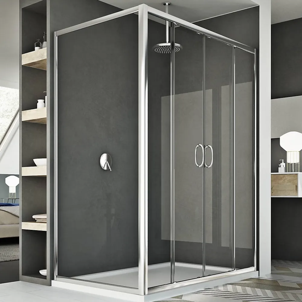 Cabine De Douche|Idralite Cabine Douche 70x120 CM H185 transparent modèle Replay Duo 2 Portillons